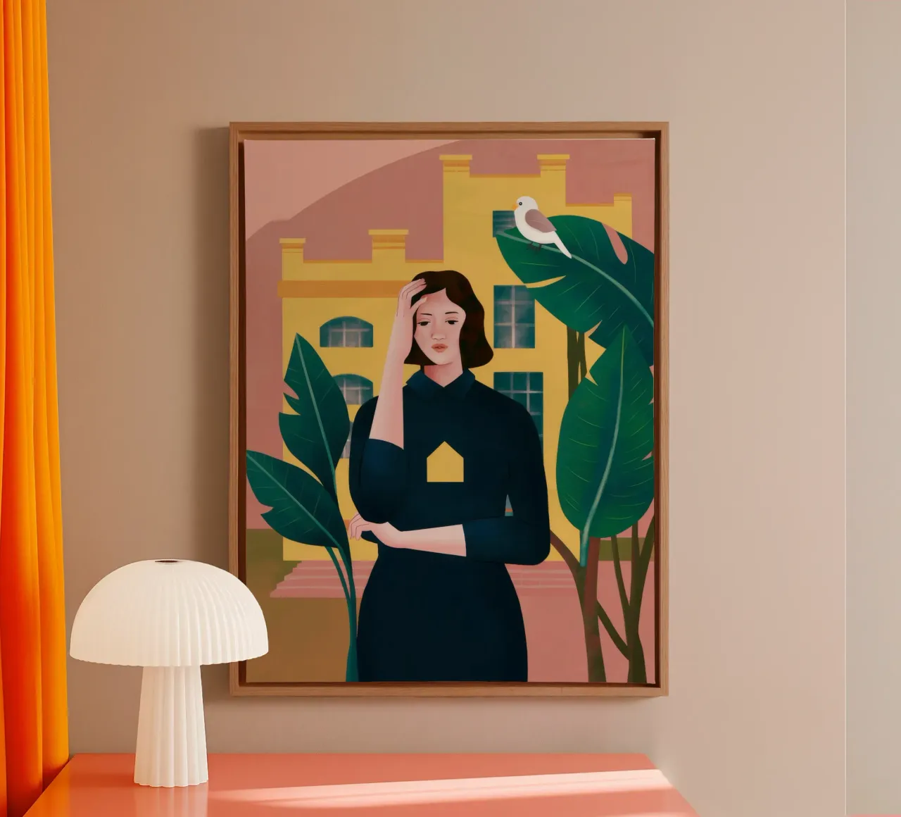 Balkon vogeloverdenking canvas met Baklijst van Peak Delusion