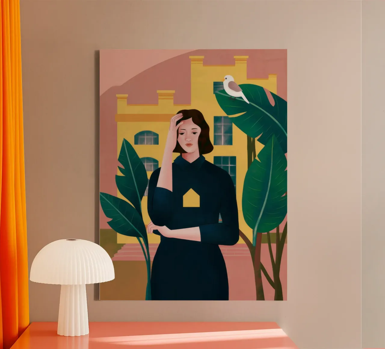 Balkon vogeloverdenking canvas met Baklijst van Peak Delusion