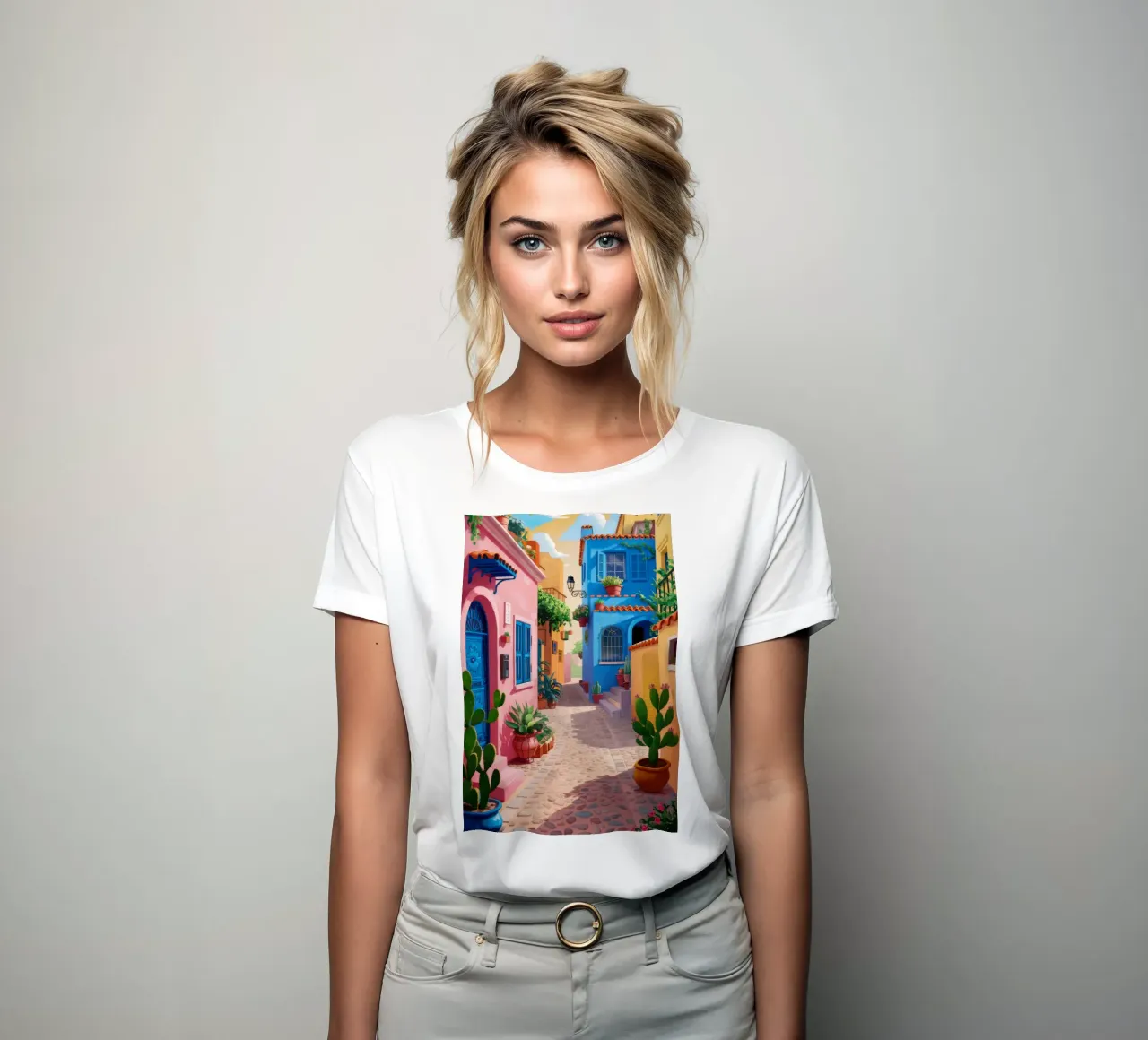 Charming Alleyway Stroll women's fitted t-shirt by FadeAura