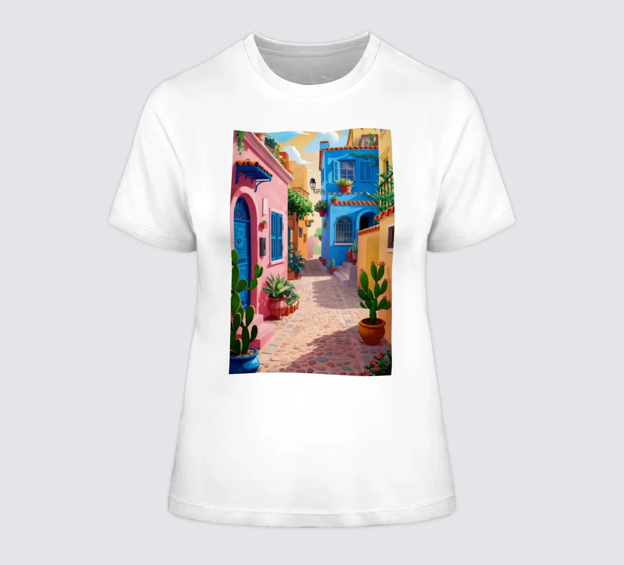 Charming Alleyway Stroll women's fitted t-shirt by FadeAura