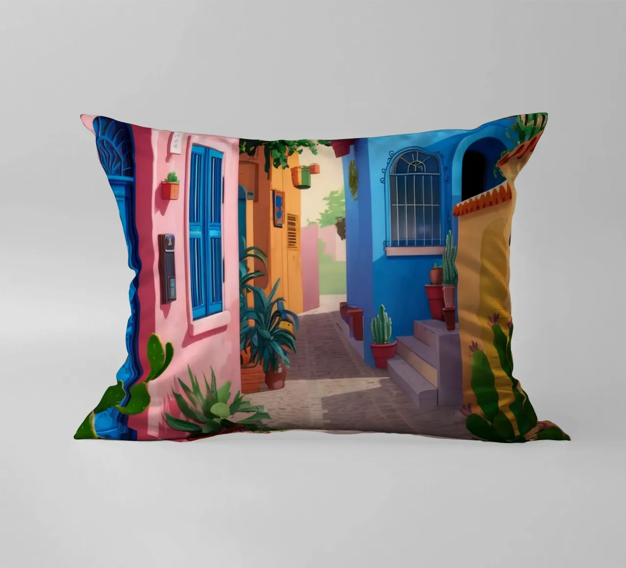 Charming Alleyway Stroll decorative cushion by FadeAura