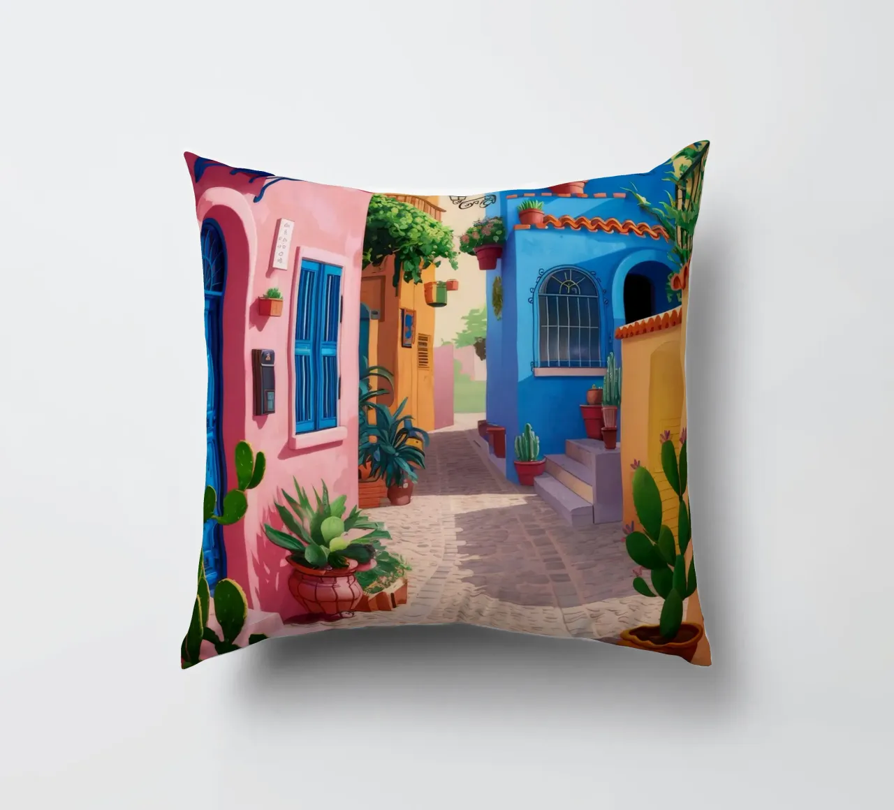 Charming Alleyway Stroll decorative cushion by FadeAura