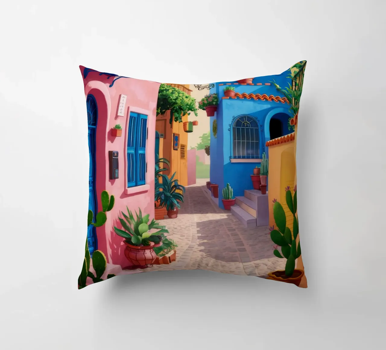 Charming Alleyway Stroll decorative cushion by FadeAura