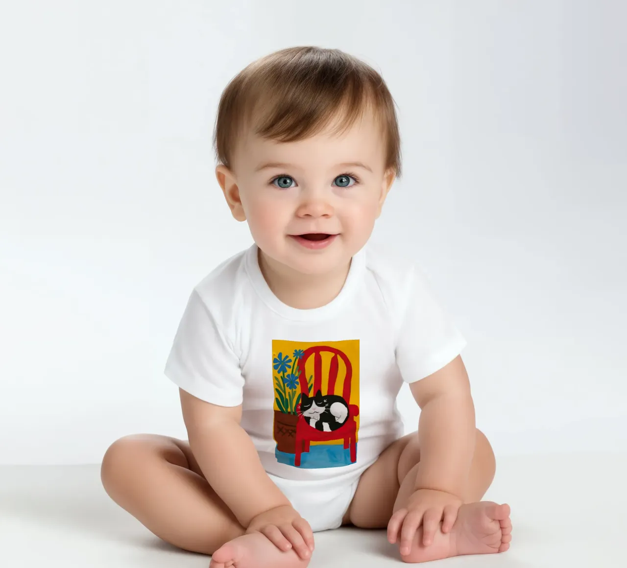 Sedia per gatti addormentati body neonato maniche corte da Muse Artworks
