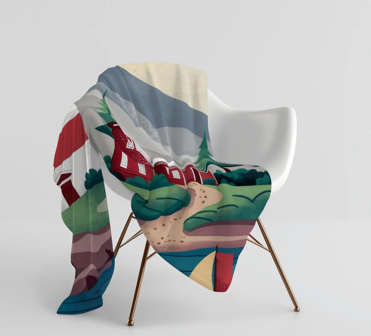 Costa rossa del faro coperta in pile da Muse Artworks