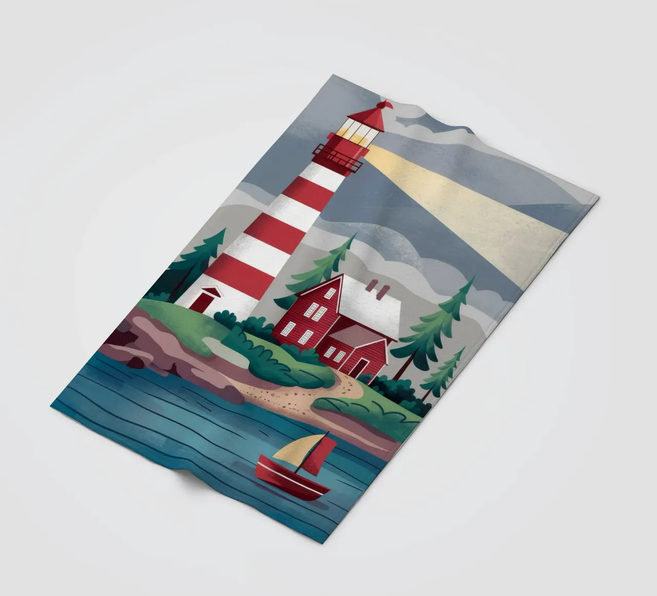 Costa rossa del faro coperta in pile da Muse Artworks
