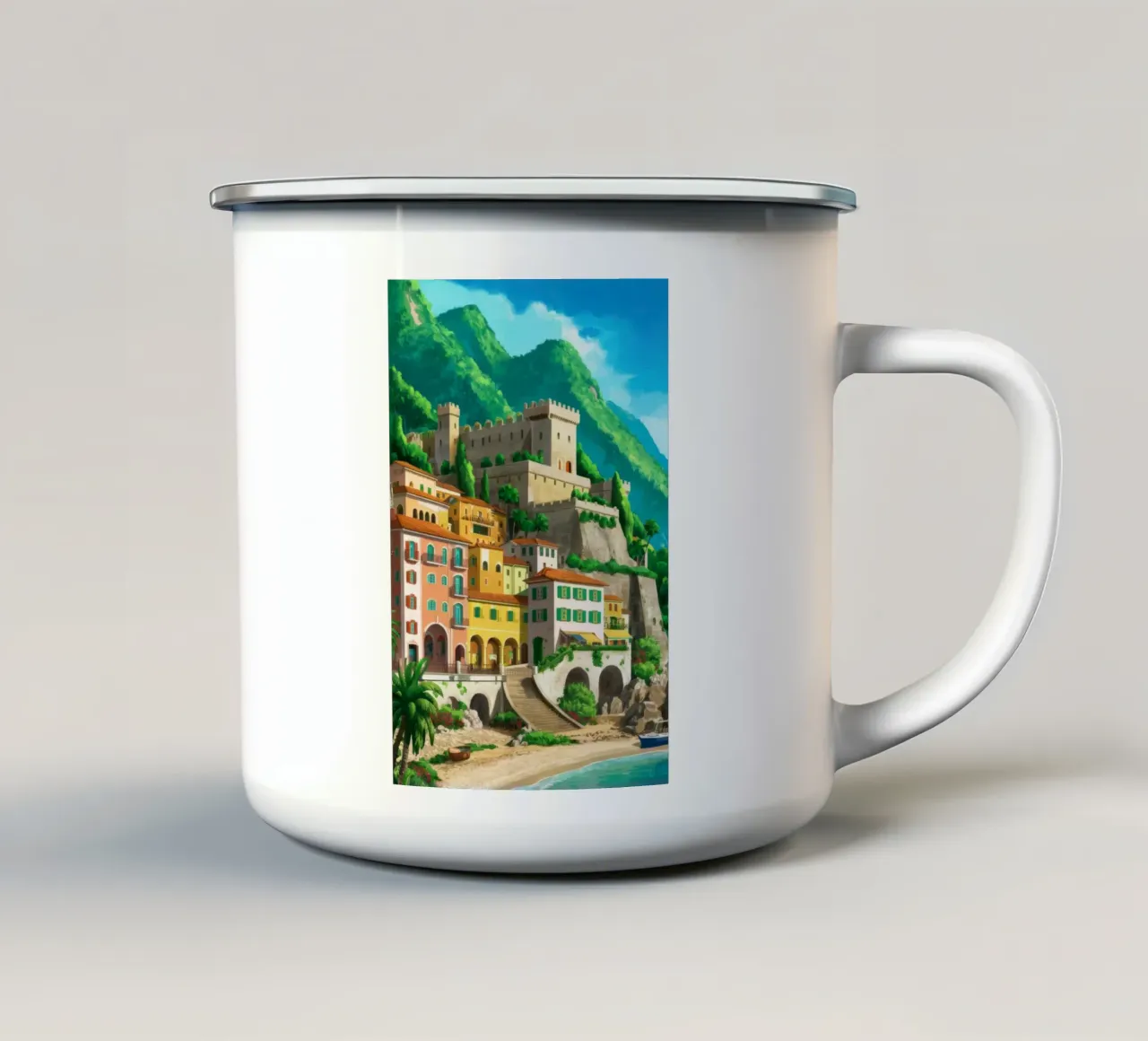 Vista Positano Cliffside tazza in smalto da FadeAura