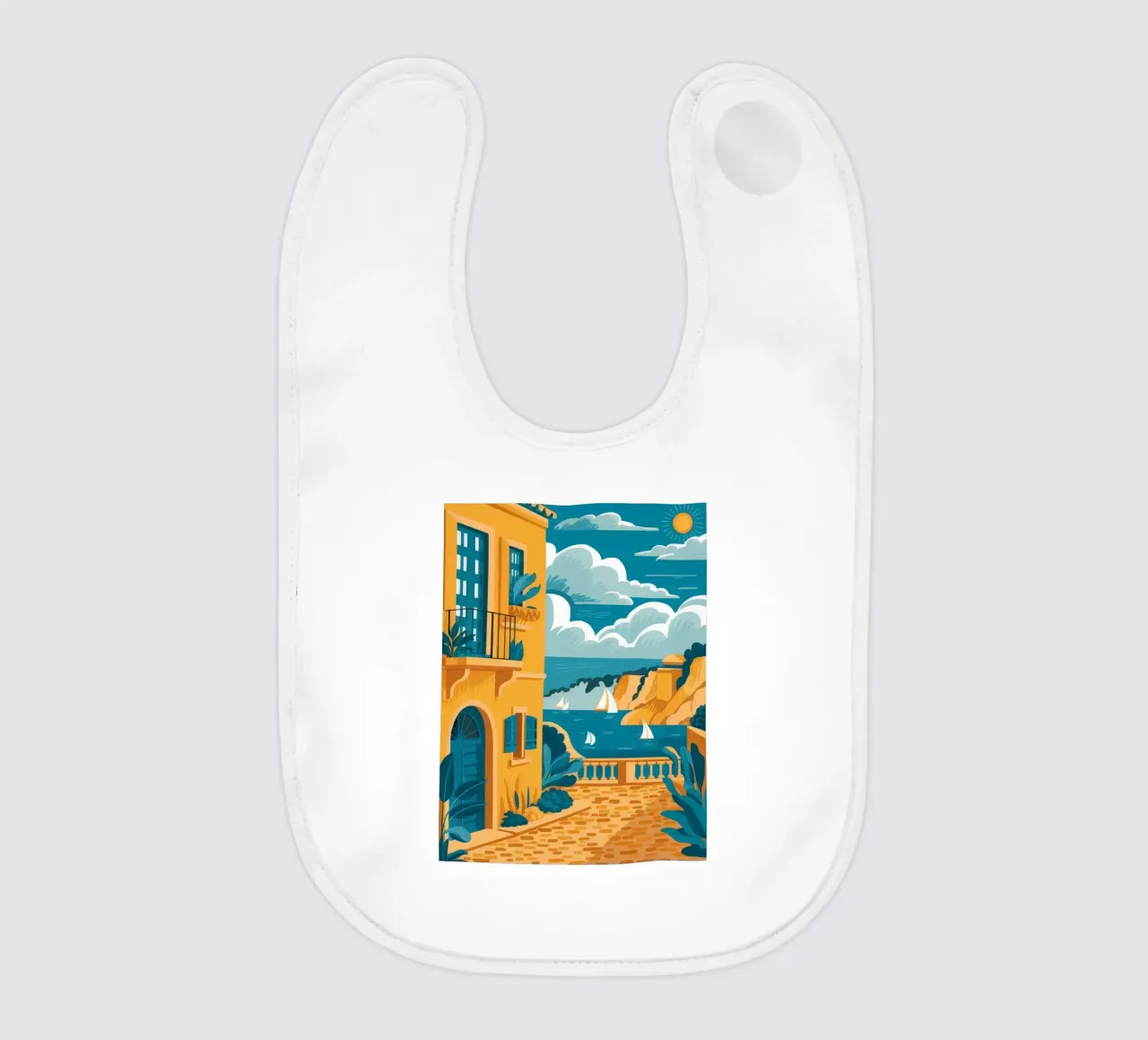 Amalfi Coast Walk baby bib by Muse Artworks