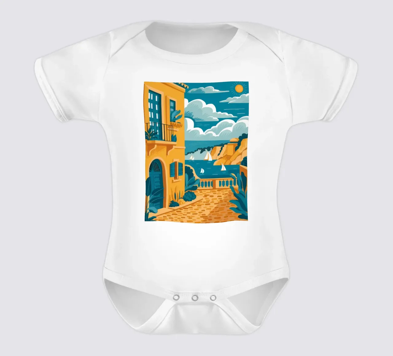Wandeling langs de Amalfikust babyrompertje korte mouwen van Muse Artworks