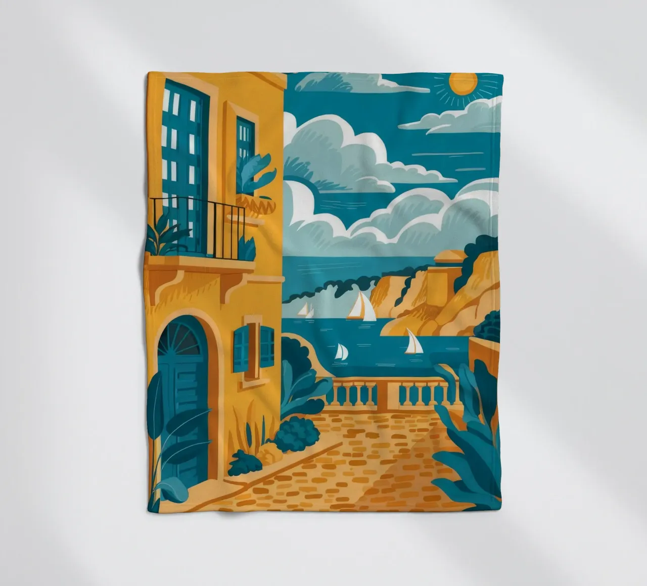 Marche sur la côte amalfitaine plaid polaire de Muse Artworks