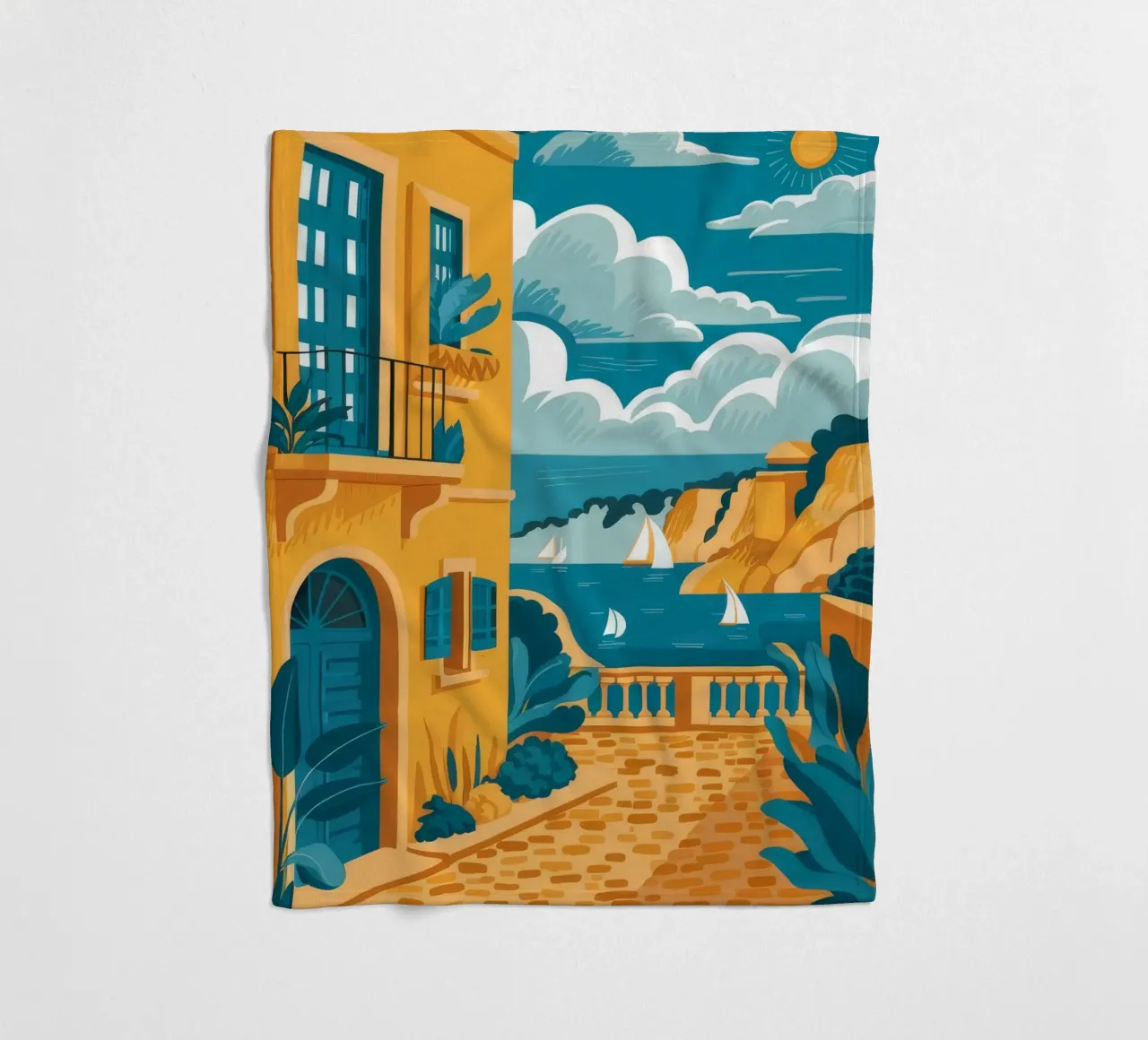 Marche sur la côte amalfitaine plaid polaire de Muse Artworks