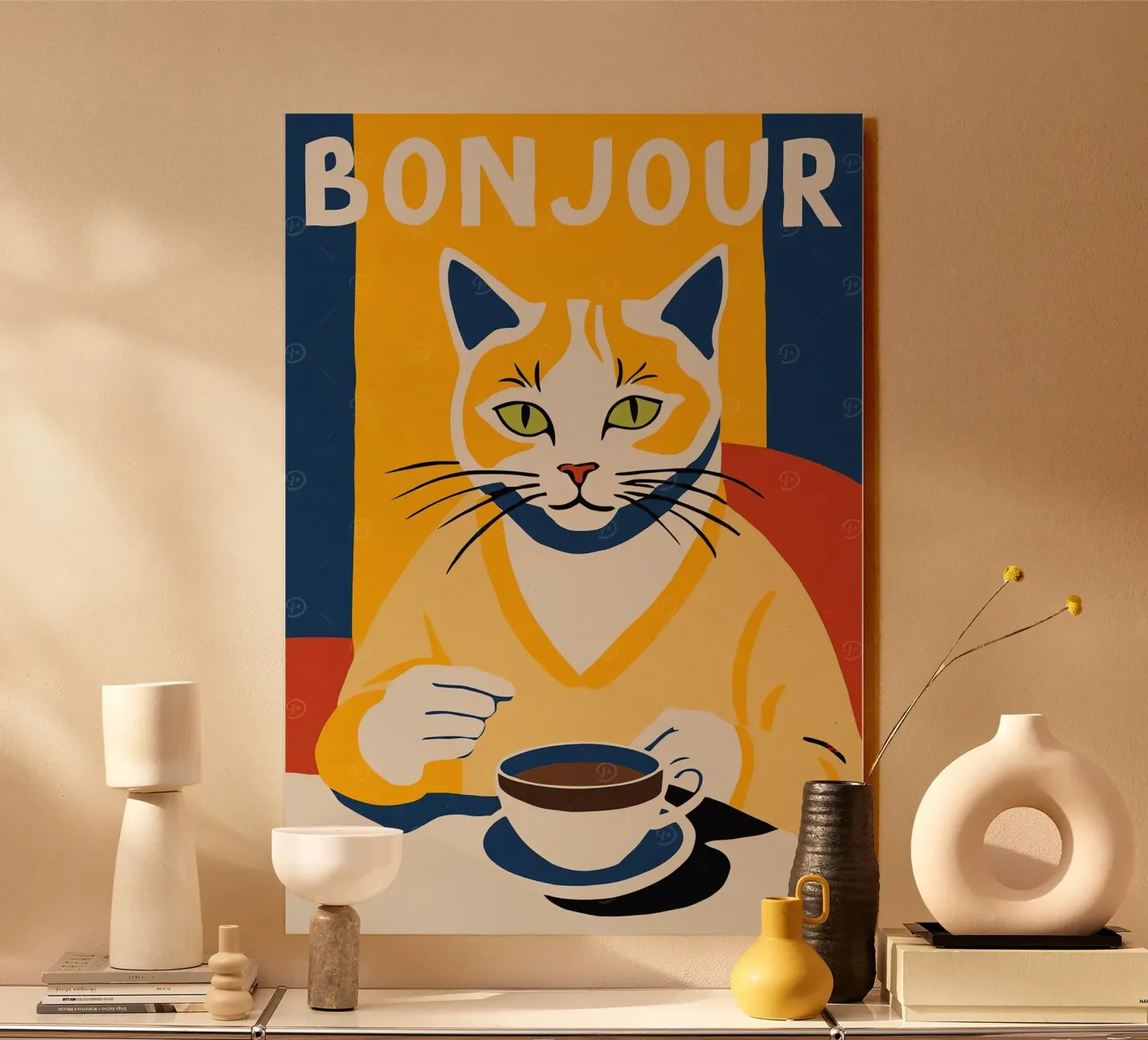 Bonjour koffie acryl van Arjun