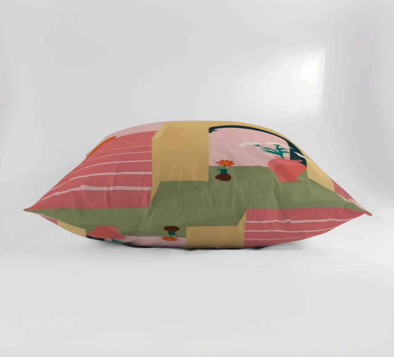 Pink Steps Stillness decorative cushion by Muse Artworks
