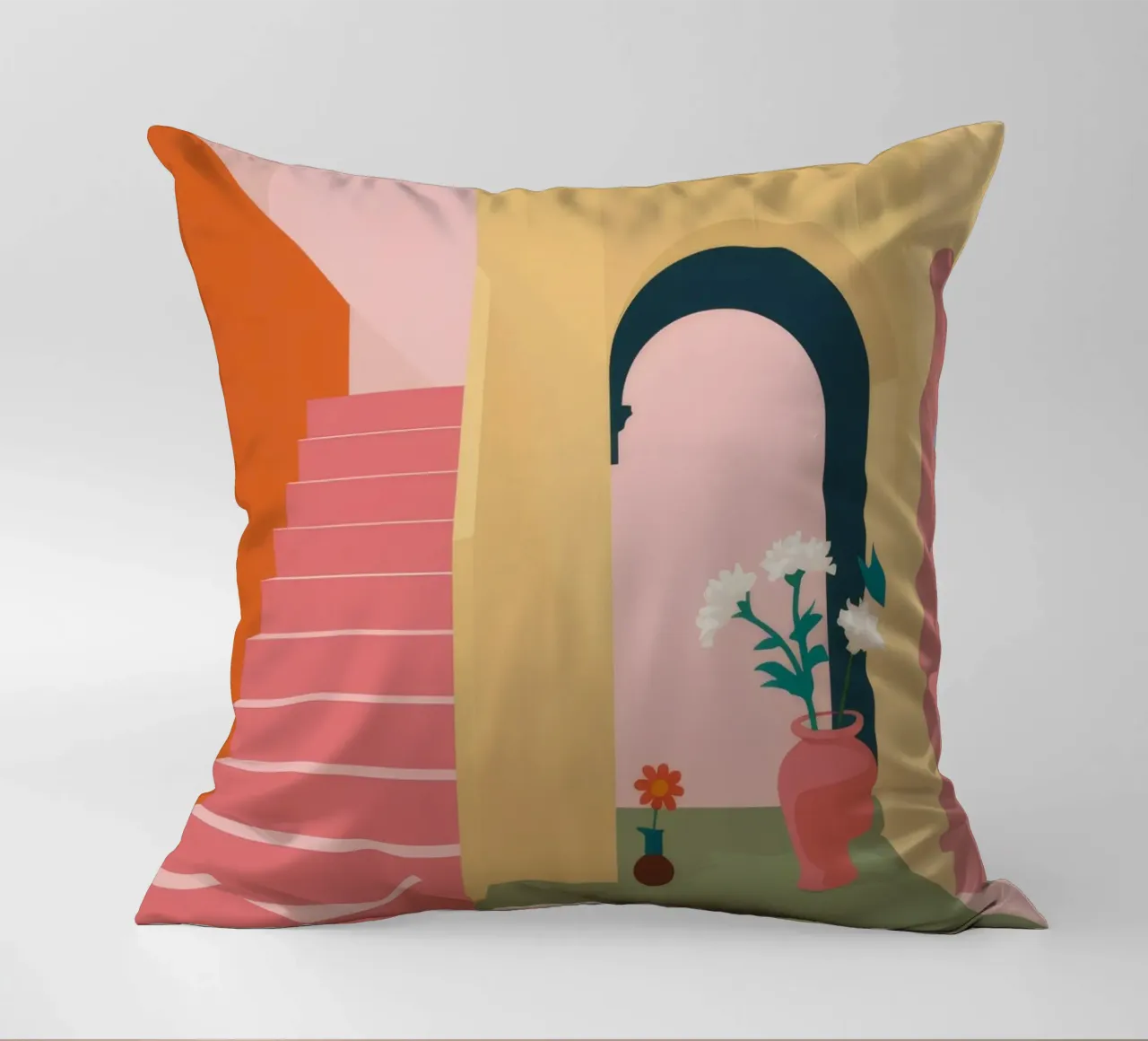 Pink Steps Stillness decorative cushion by Muse Artworks