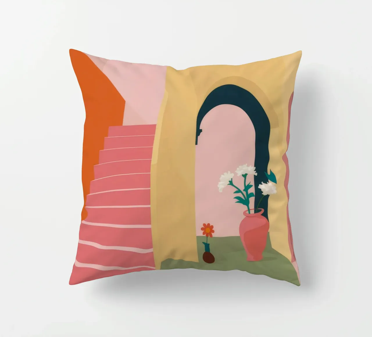 Pink Steps Stillness decorative cushion by Muse Artworks