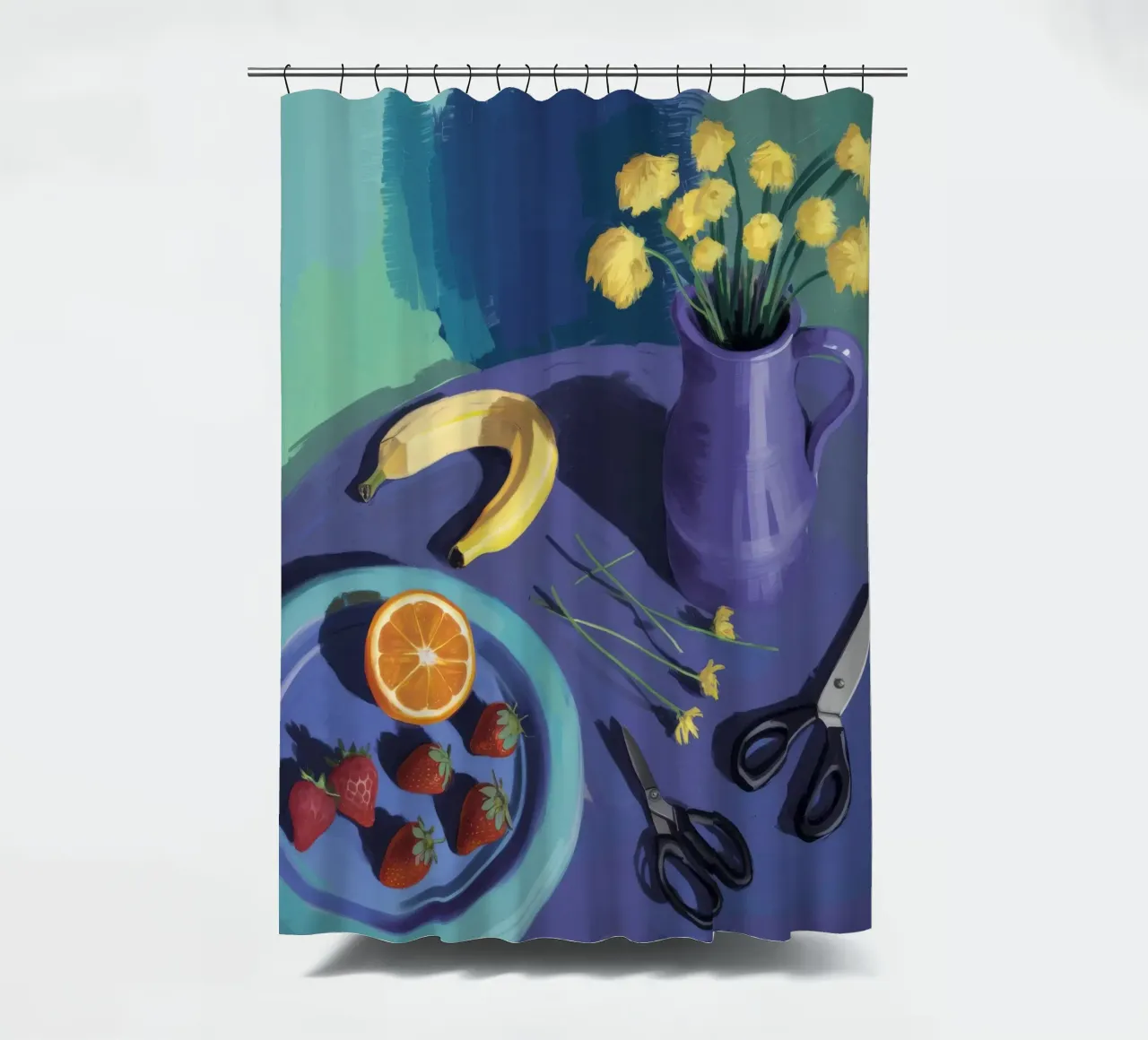 Aardbei Banaan Schaar douchegordijn van Stone Decade