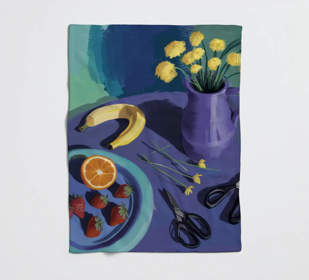 Strawberry Banana Scissors fleece blanket by Stone Decade