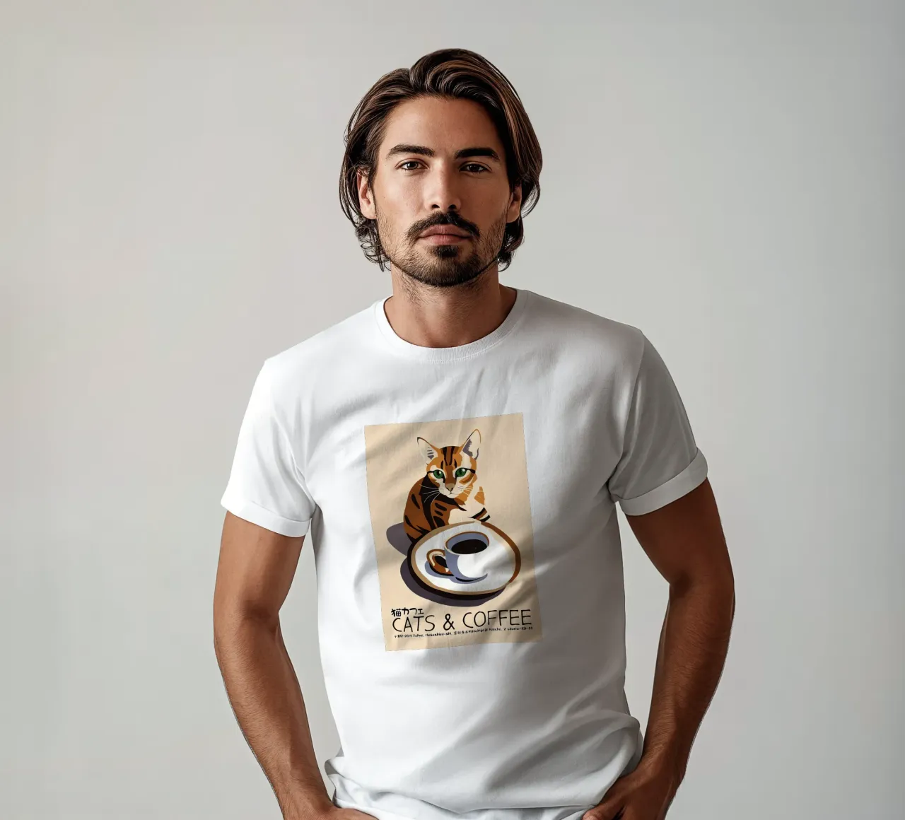 Gatto e caffè giapponese t-shirt da Arjun