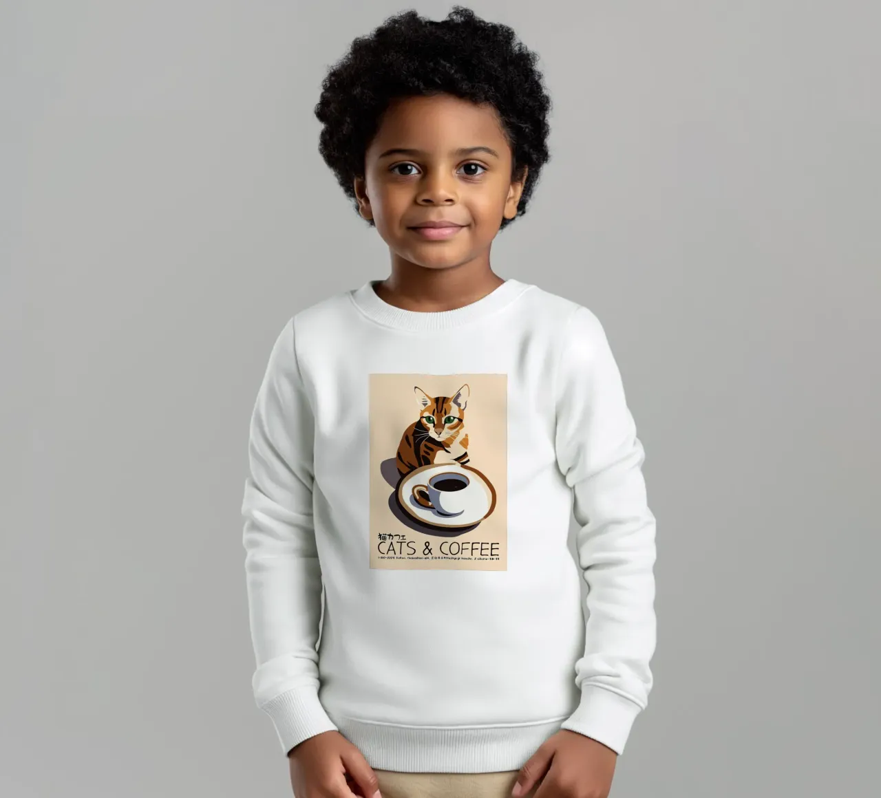 Gatto e caffè giapponese felpa bambino da Arjun