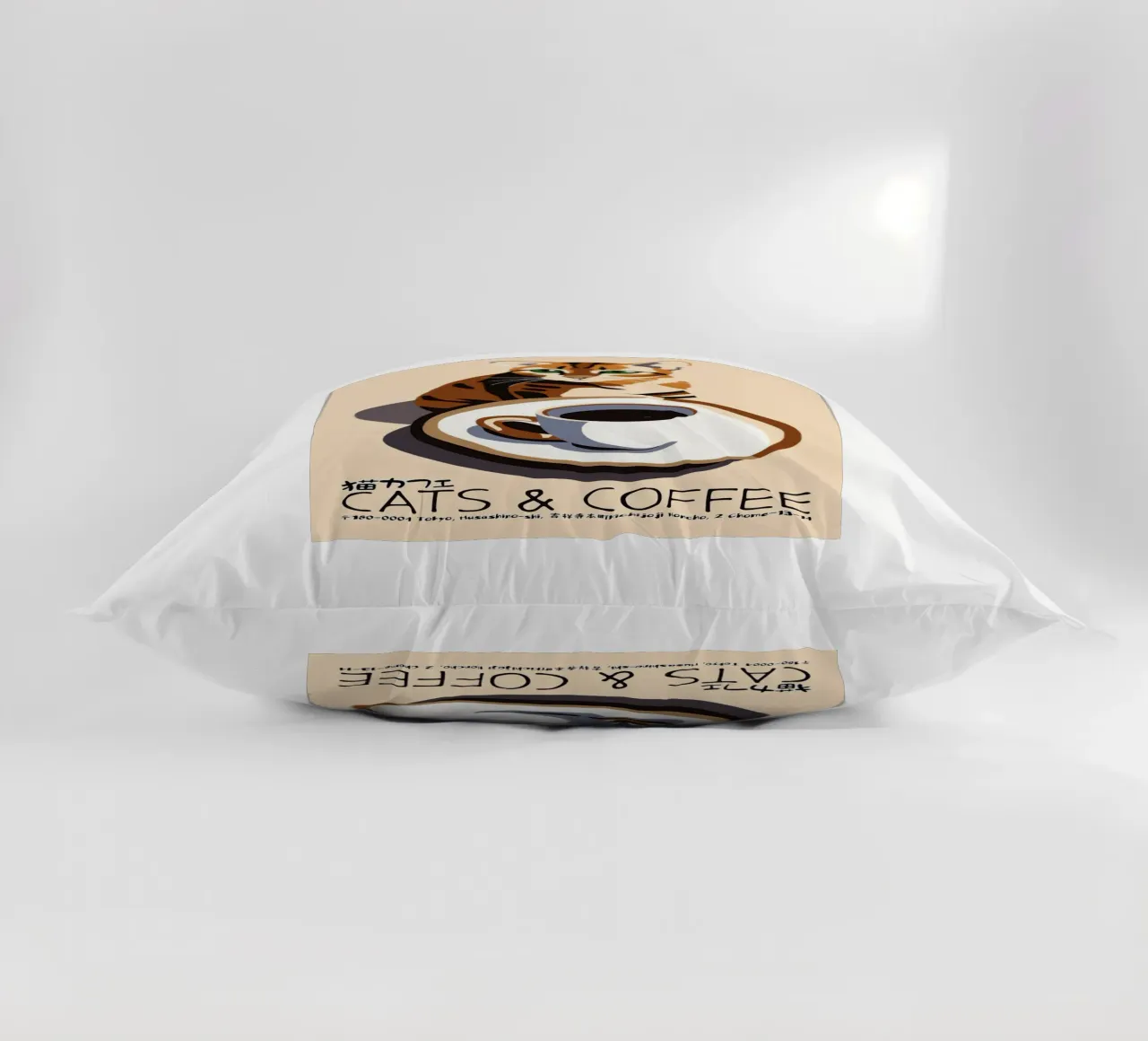 Gatto e caffè giapponese cuscino da Arjun