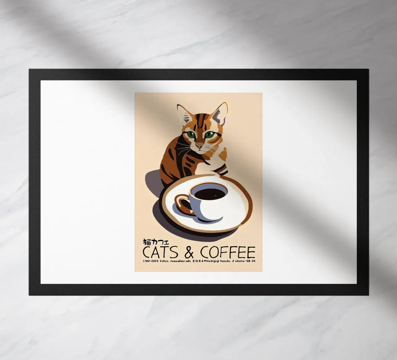 Gatto e caffè giapponese zerbino da Arjun
