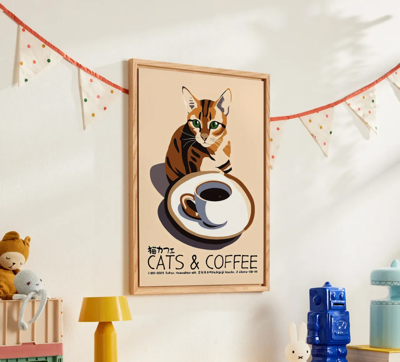 Gatto e caffè giapponese plexiglass da Arjun