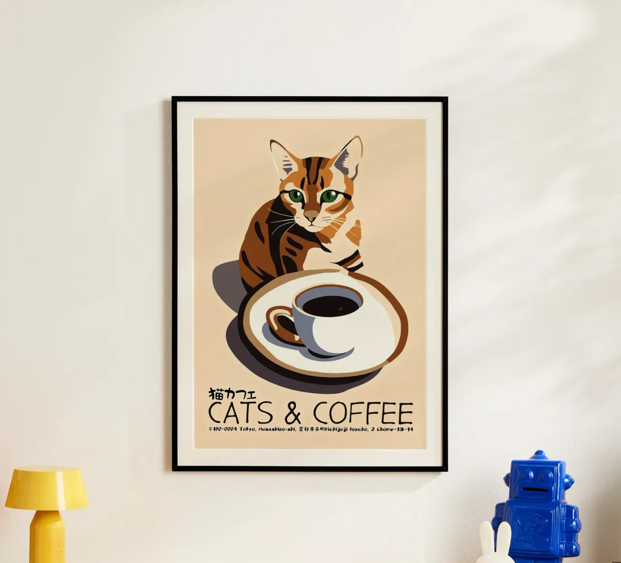 Gatto e caffè giapponese poster da Arjun