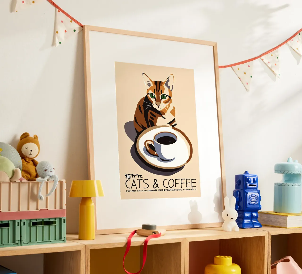 Gatto e caffè giapponese poster da Arjun