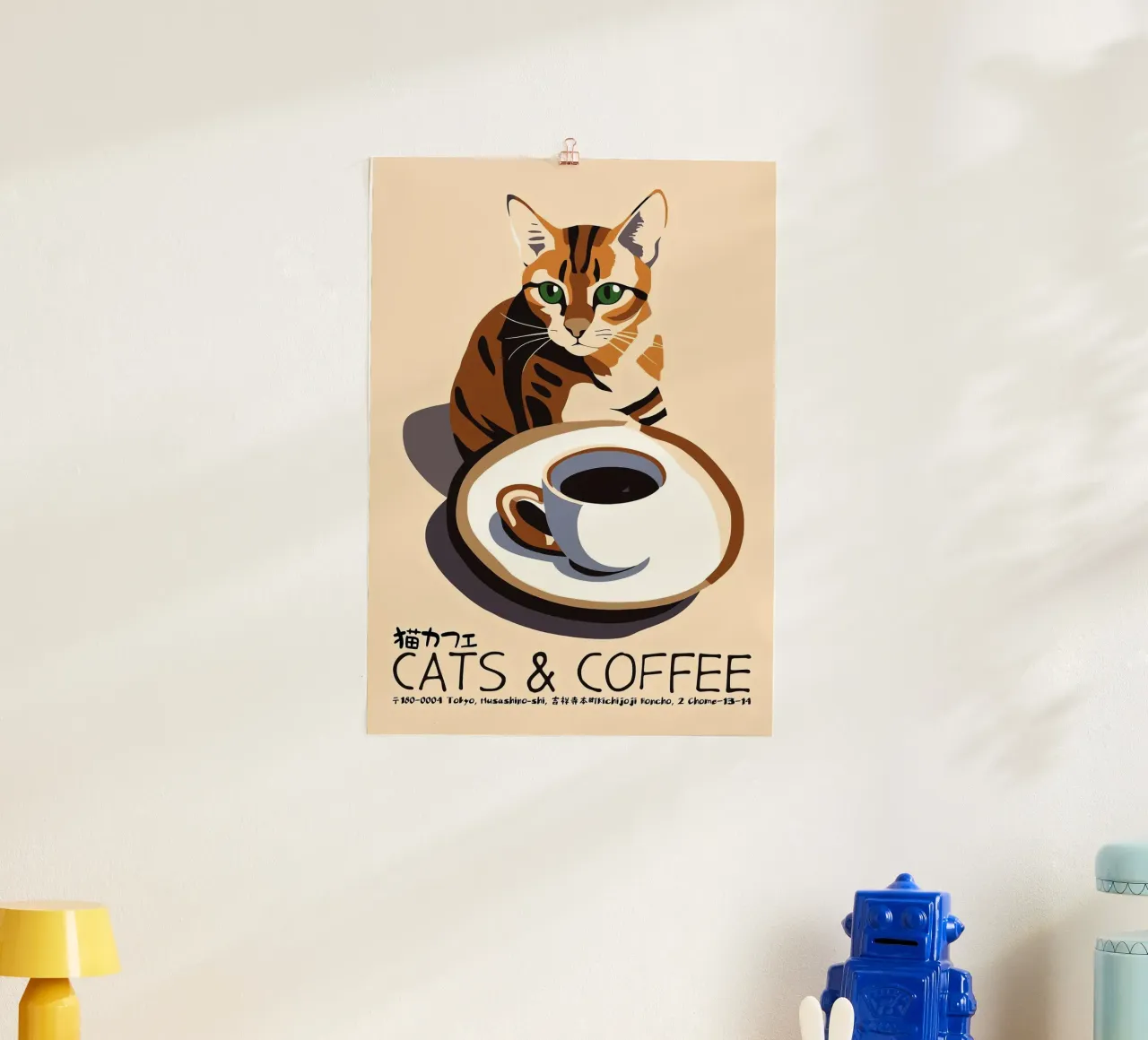 Gatto e caffè giapponese poster da Arjun