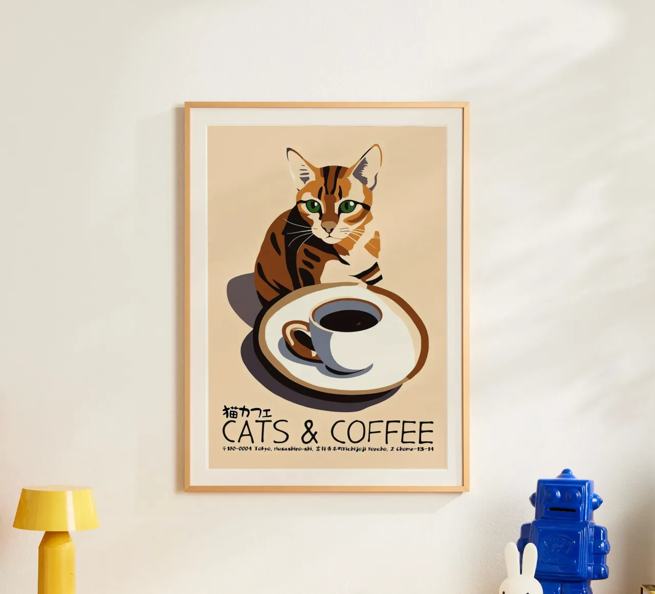 Gatto e caffè giapponese poster da Arjun