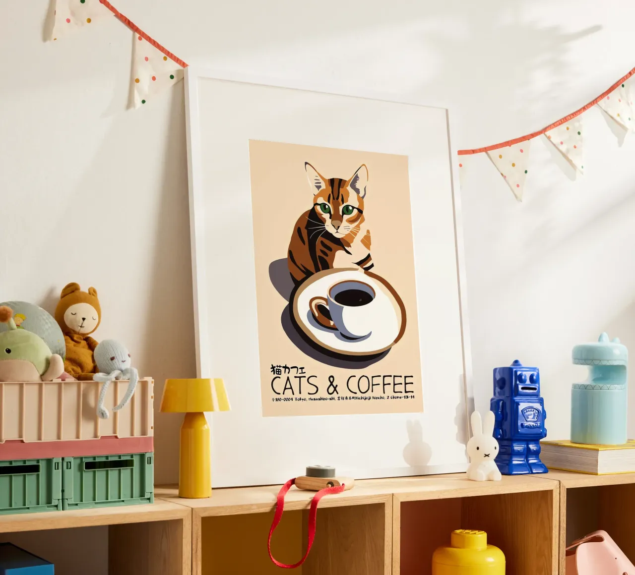 Gatto e caffè giapponese poster da Arjun