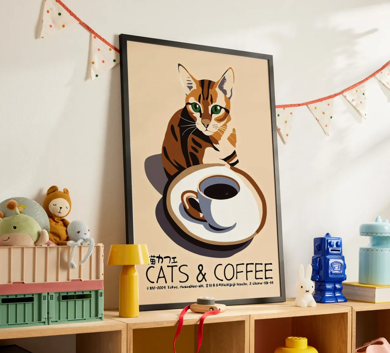 Gatto e caffè giapponese poster da Arjun