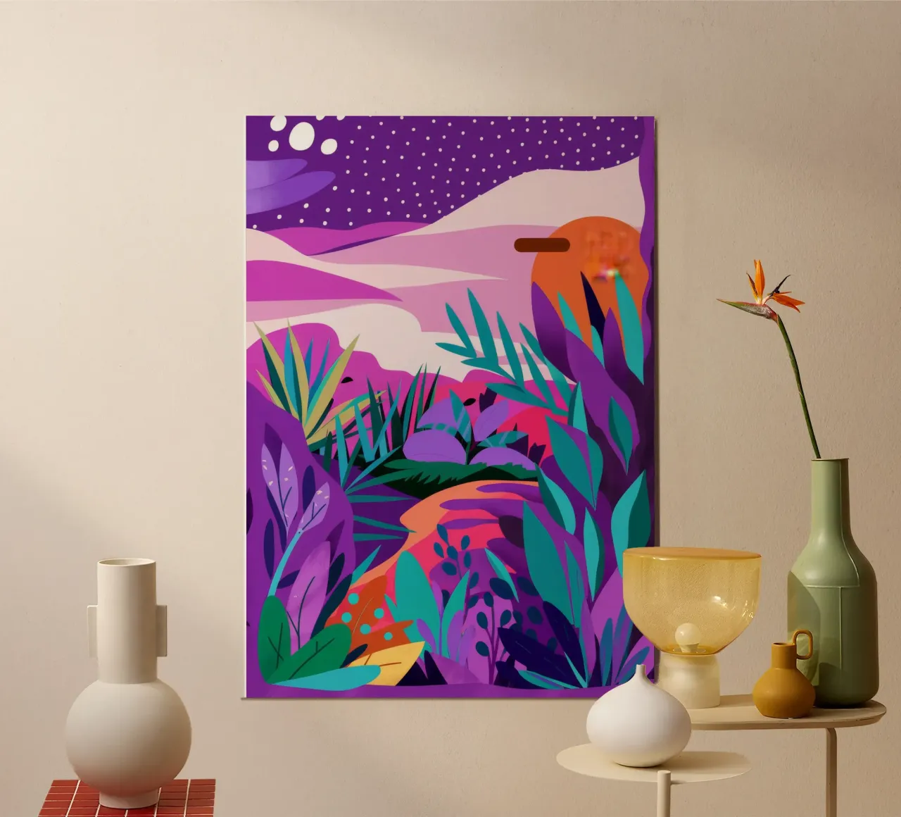 Sogno psichedelico della giungla poster con telaio in legno da Muse Artworks