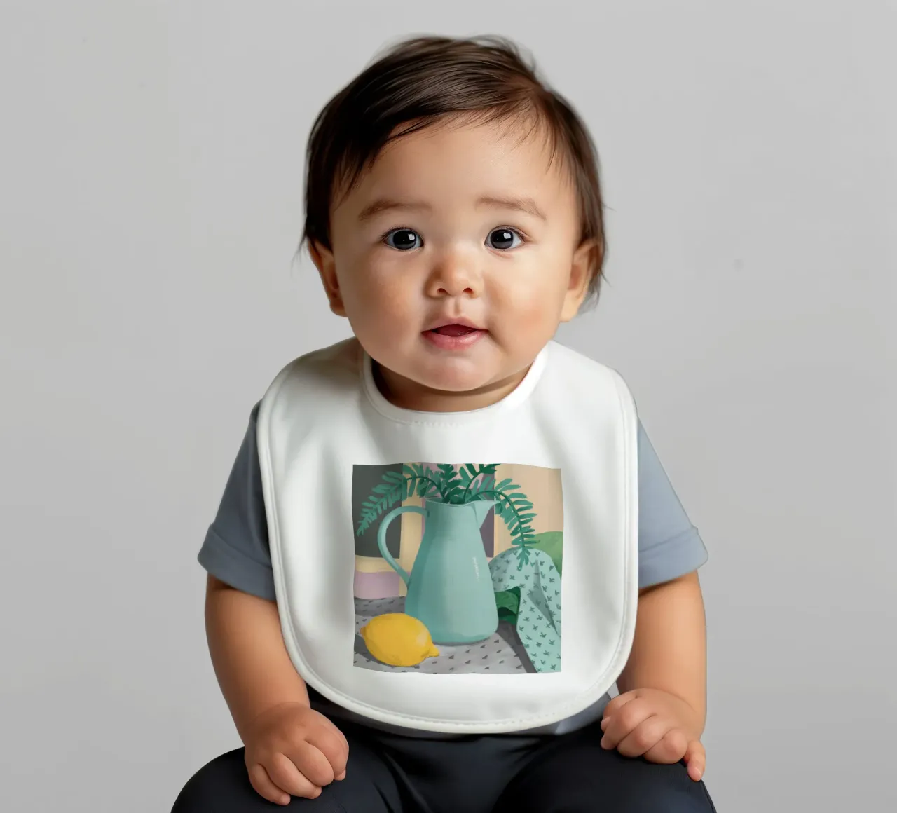 Blue Pitcher Fern baby bib by Stone Decade