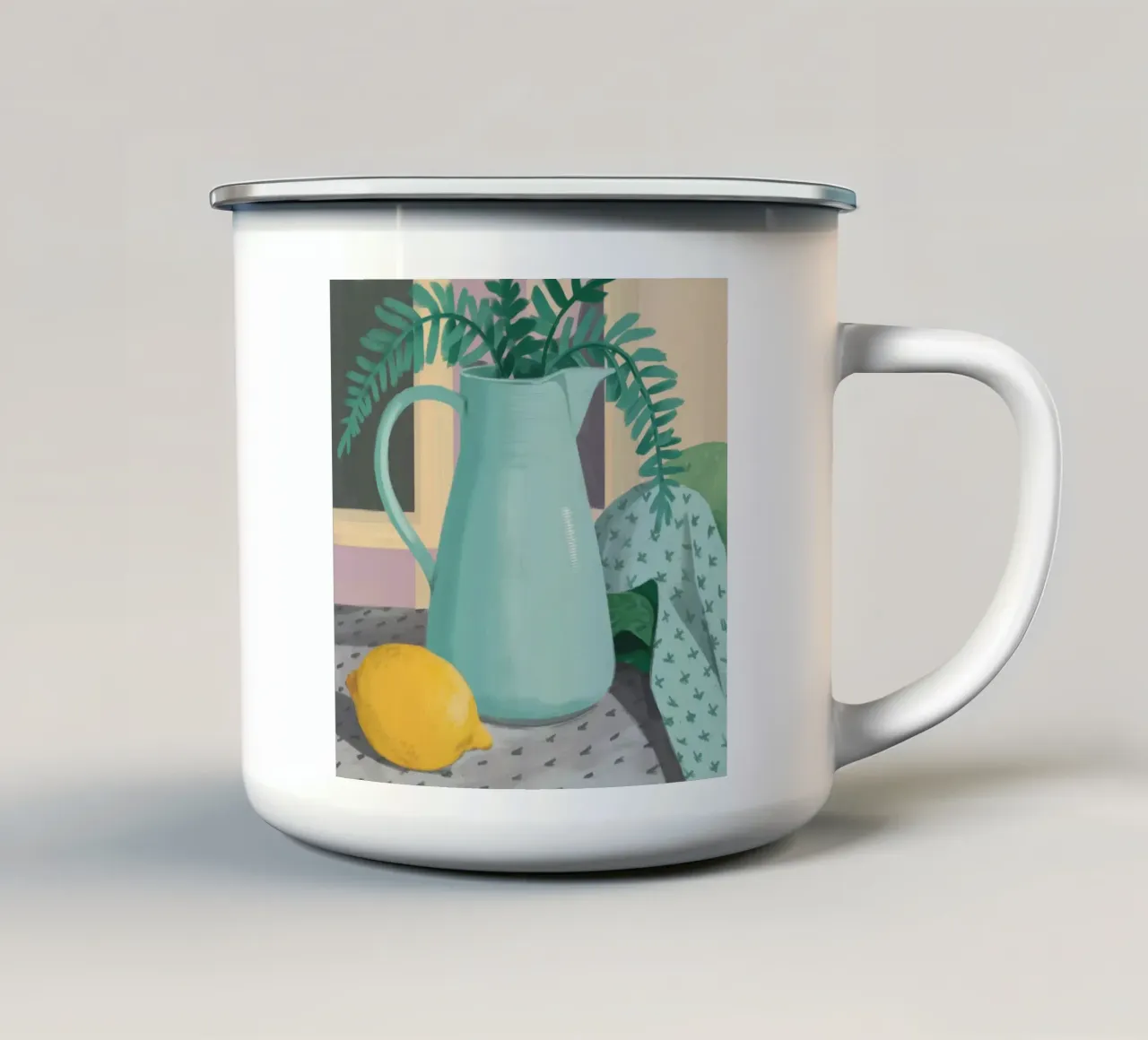 Felce blu della brocca tazza in smalto da Stone Decade