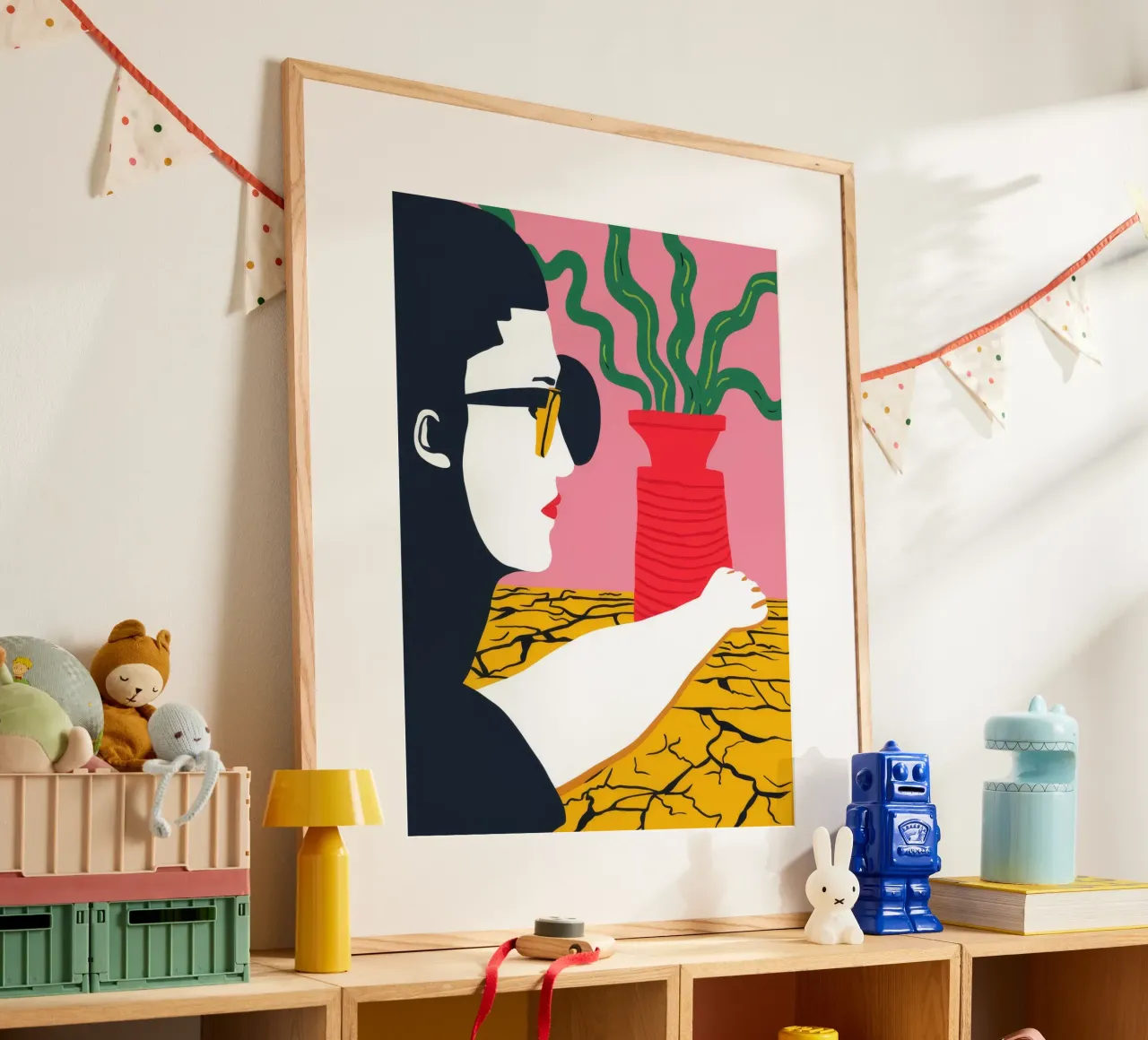 Contemplazione del vaso rosso poster con telaio in plastica da Muse Artworks