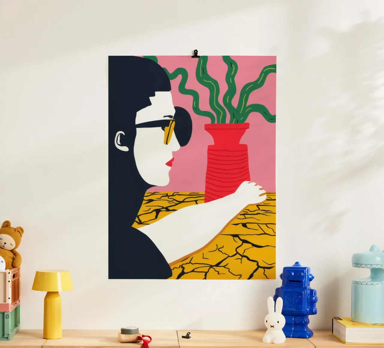 Contemplazione del vaso rosso poster con telaio in plastica da Muse Artworks