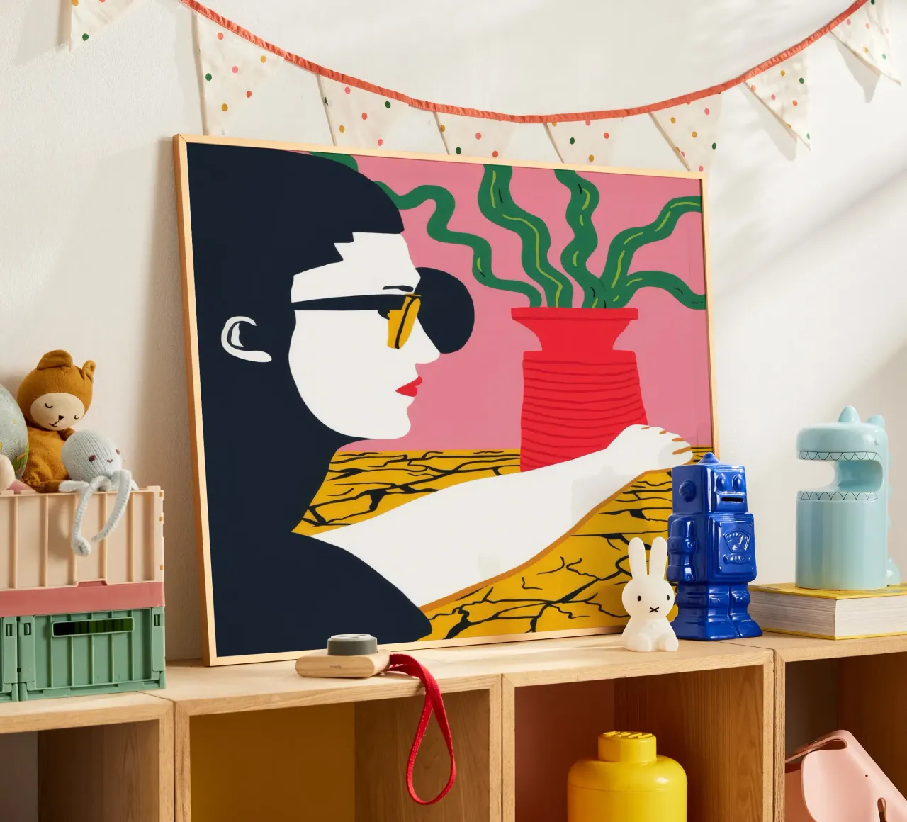 Contemplazione del vaso rosso poster con telaio in plastica da Muse Artworks