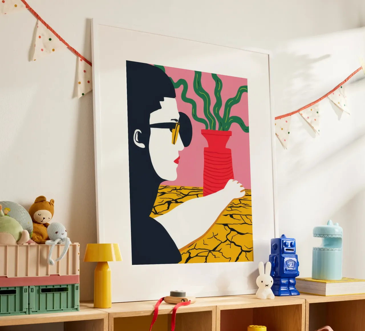 Contemplazione del vaso rosso poster con telaio in plastica da Muse Artworks