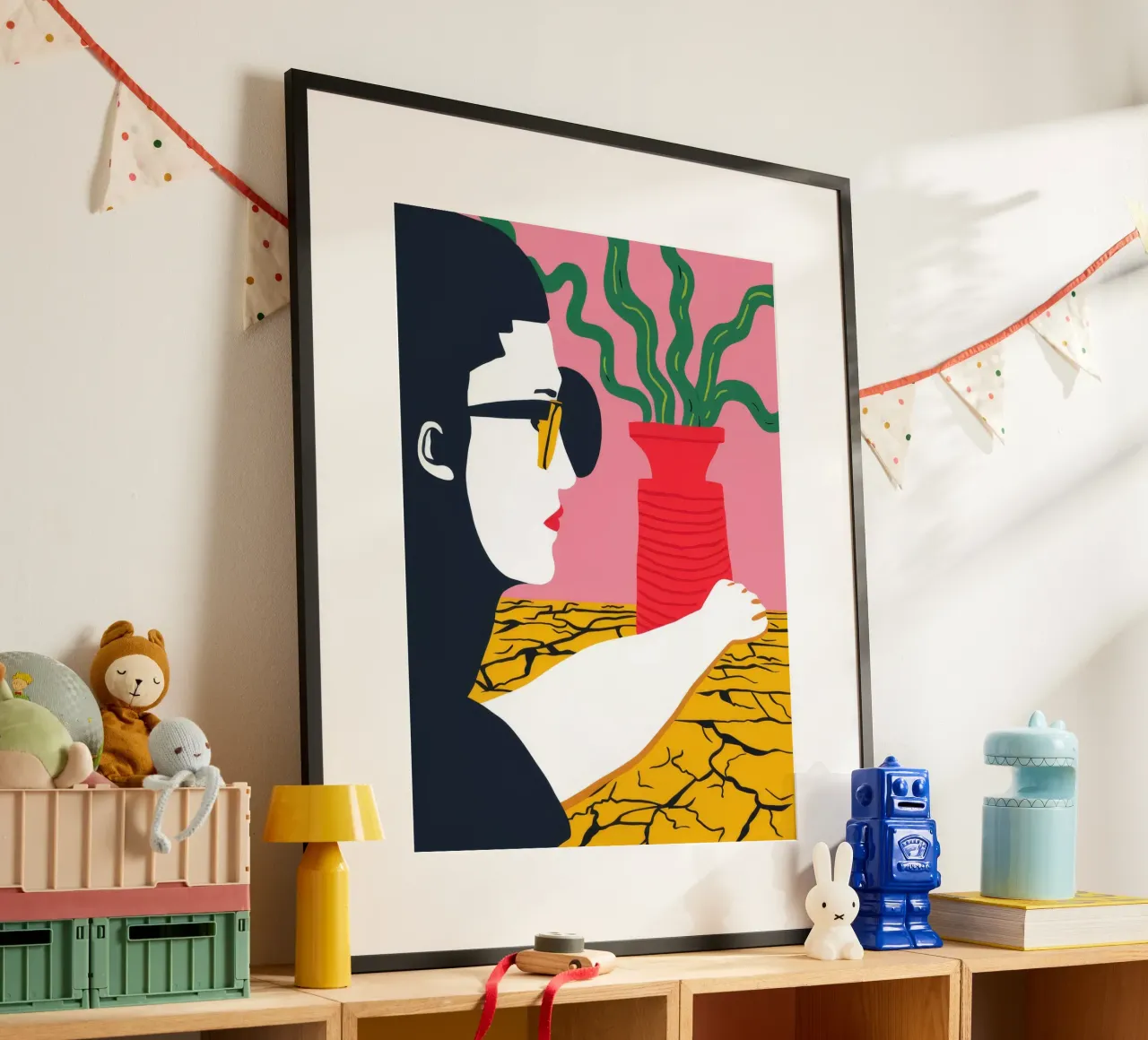 Contemplazione del vaso rosso poster con telaio in plastica da Muse Artworks