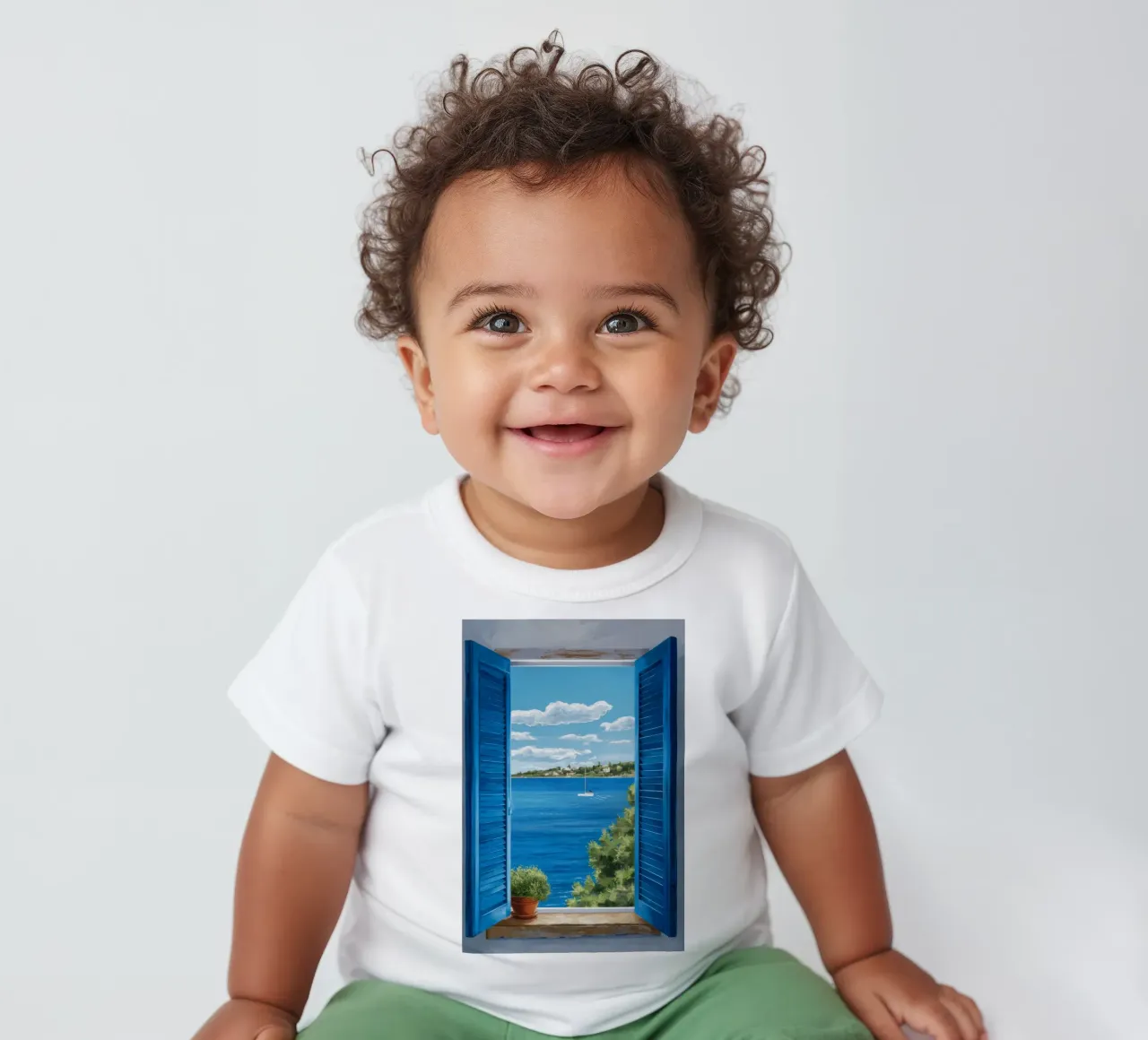 Blue Shutter Sea baby t-shirt by FadeAura