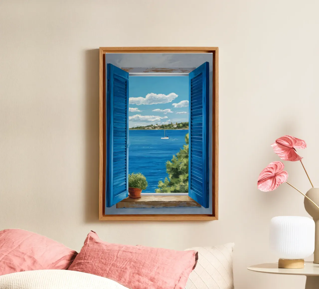 Blauwe Sluiter Zee canvas met Baklijst van FadeAura