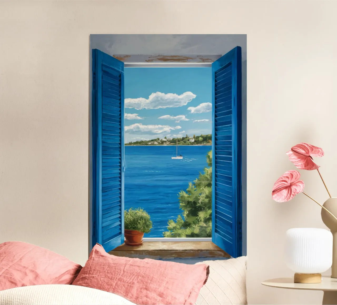Mare blu dell'otturatore poster con telaio in legno da FadeAura