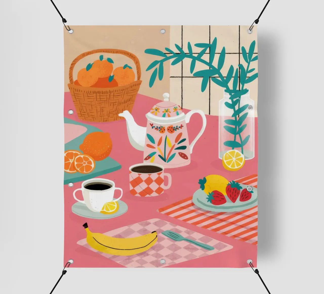 Crema di frutta per l'ora del tè telo in pvc da Muse Artworks