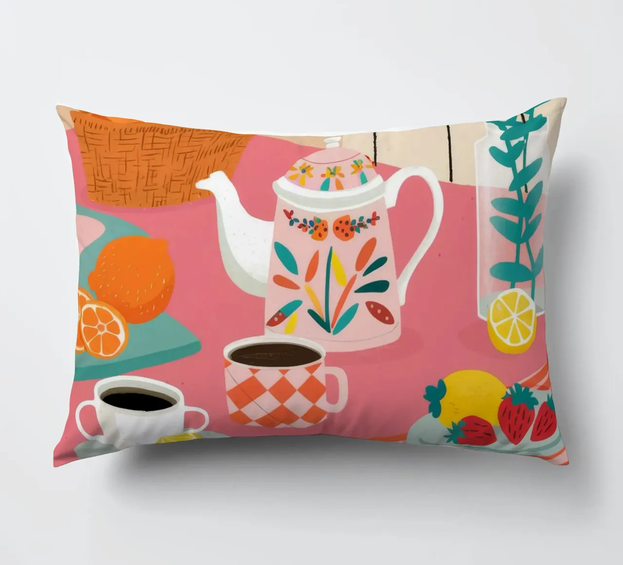 Crema di frutta per l'ora del tè cuscino da Muse Artworks