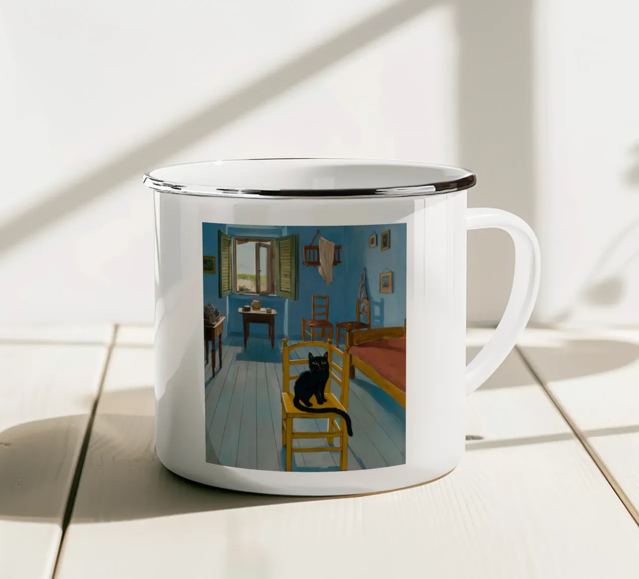 Sedia gialla felina tazza in smalto da FadeAura