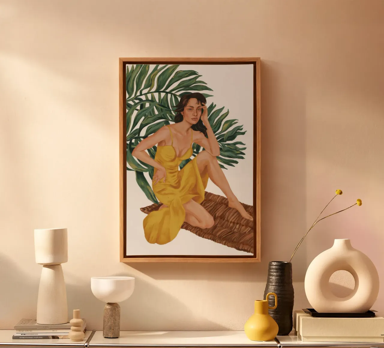 Gouden jurk Repose canvas met Baklijst van Marigold Tiga
