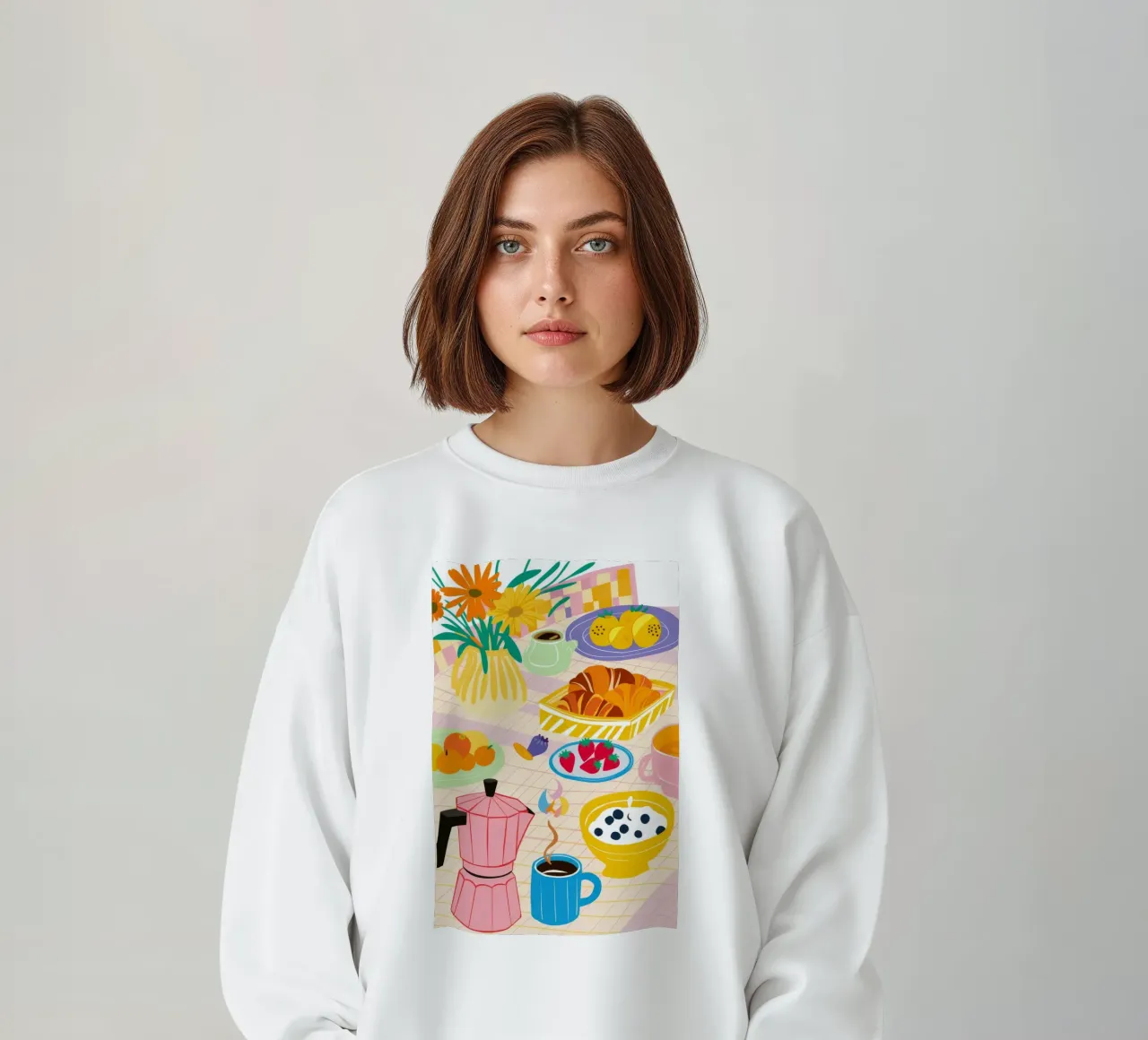 Colorful Breakfast Medley sweatshirt by Muse Artworks