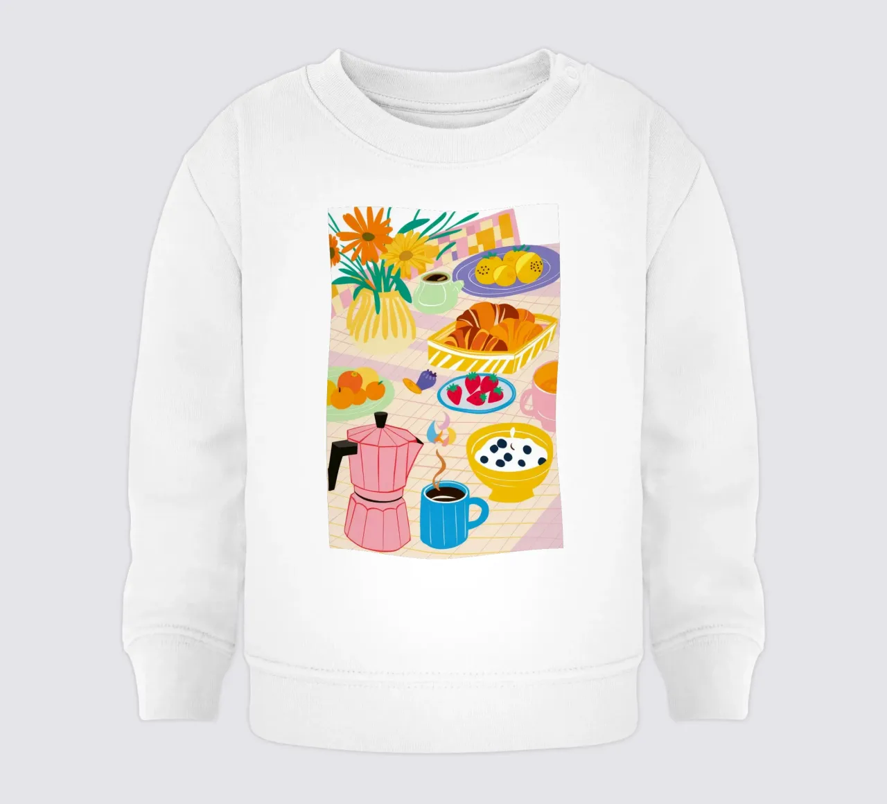 Colorful Breakfast Medley baby sweatshirt by Muse Artworks