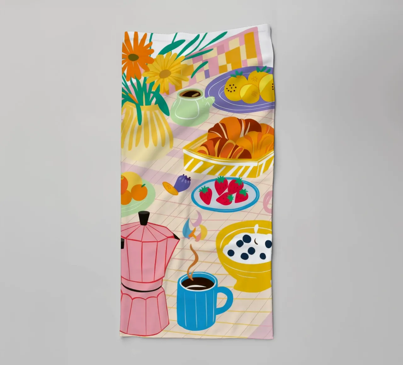 Un'ampia gamma di colazioni colorate asciugamano da bagno da Muse Artworks